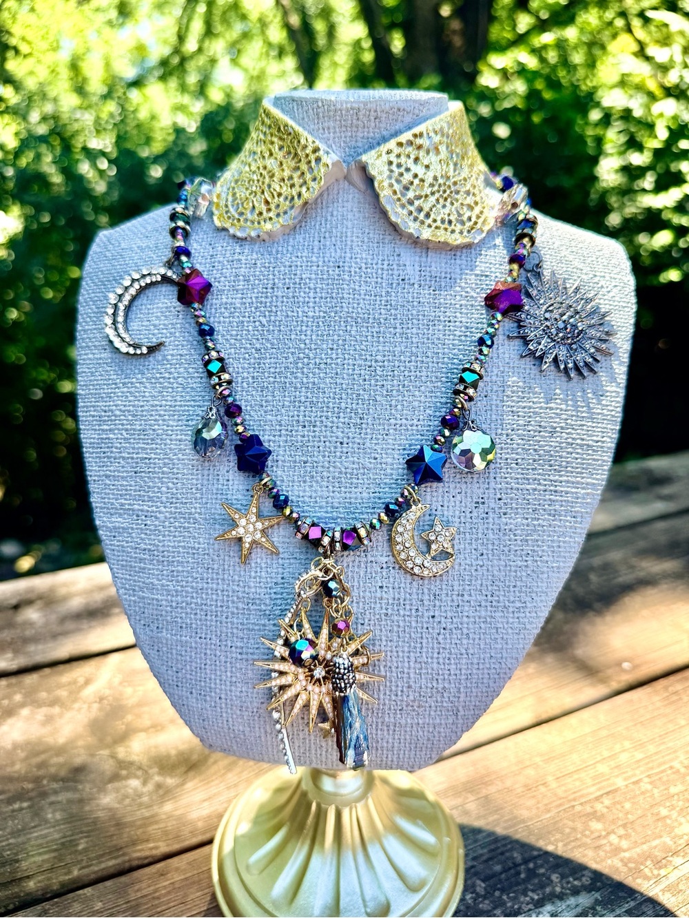 Gold Multicolor Celestial Charm Necklace - Women's Jewelry